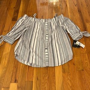 Striped Off the Shoulder Top with Adjustable thin straps